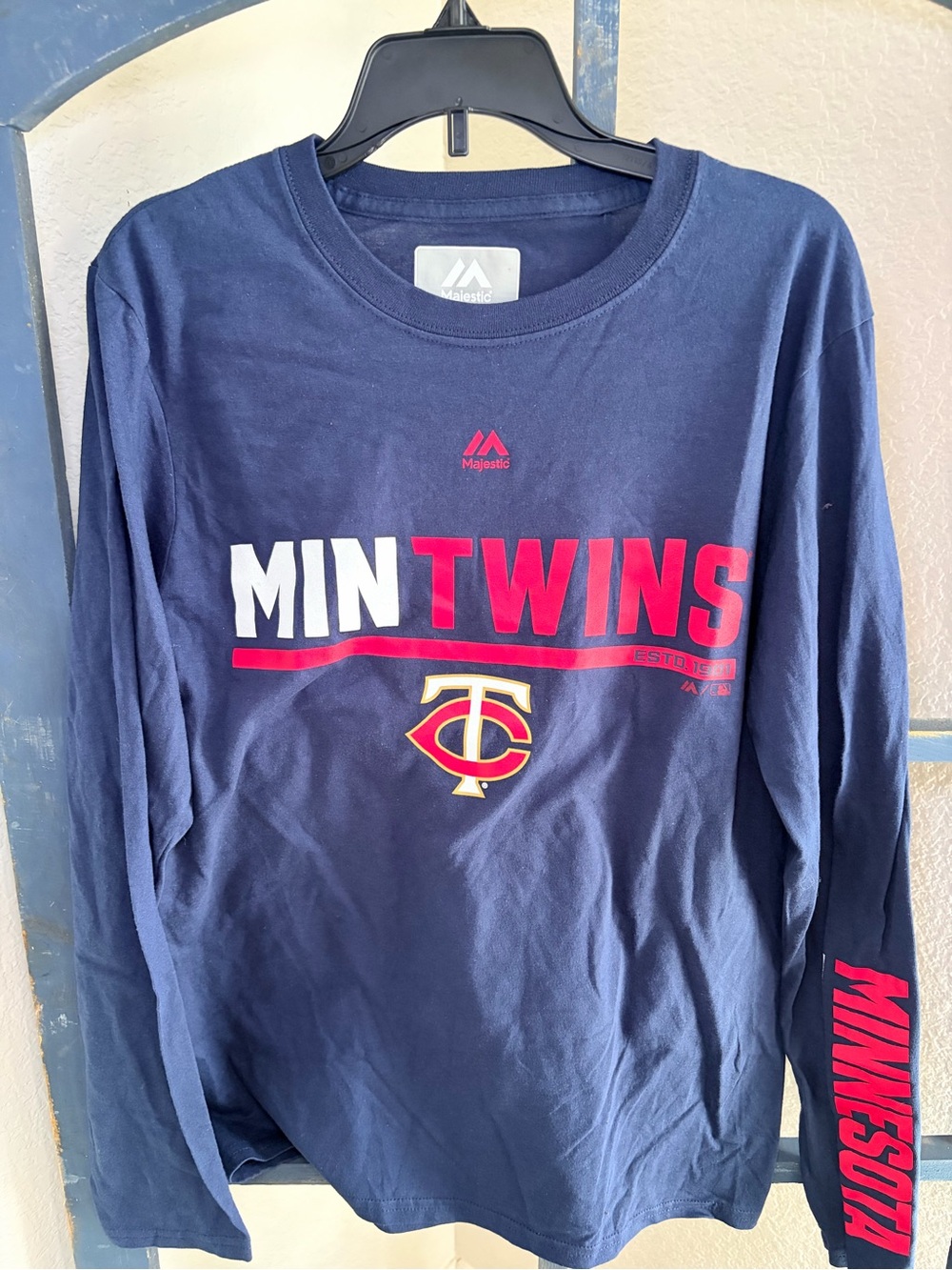 Majestic Minnesota Twins Navy Long-Sleeve Tee Mens Small New no tags Vintage